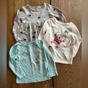 Set of 3 Toddler Girl's Long Sleeve Tops size 2T